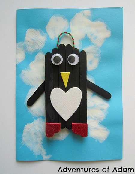 Homemade Penguin Christmas card